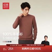 红豆羊毛衫男秋季打底针织纯色100%羊毛中年休闲百搭毛衣男 Z3-沉香褐 2XL 52 【体重160-175】