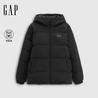 盖璞男装2025秋季logo宽松连帽泡芙羽绒服百搭保暖外套791896 黑色 L (175/96A)亚洲尺码