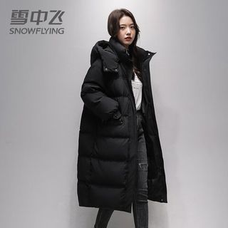 雪中飞长款羽绒服女25冬季新款宽松大码时尚保暖90绒连帽外套