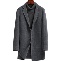 雪中飞羊毛双面呢大衣男士风衣中长款呢子大衣休闲外套男 灰色 175/L  L (175)