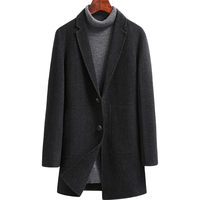 雪中飞羊毛双面呢大衣男士风衣中长款呢子大衣休闲外套男 黑色 175/L  L (175)