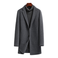 雪中飞羊毛双面呢大衣男士风衣中长款呢子大衣休闲外套男 灰色 190/3XL  3XL (190)