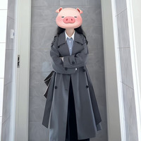 GARNUO灰色风衣外套女中长款2025早春秋韩系小个子高级感英伦风大衣 灰色 M【111-130斤】