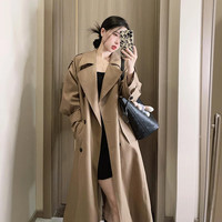 GARNUO灰色风衣外套女中长款2025早春秋韩系小个子高级感英伦风大衣 卡其色 L 【131-150斤】