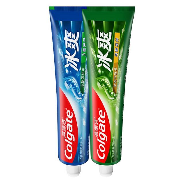 高露洁 冰爽牙膏含氟 薄荷+龙井120g*2支