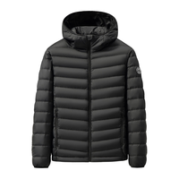 鸭鸭轻薄羽绒服男士秋冬2025保暖连帽短款休闲百搭宽松鸭绒外套男 黑色 L 175115-130斤