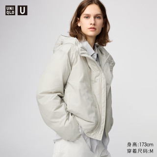 UNIQLO 优衣库 合作款/女装男装PUFFTECH空气棉服连帽外套/秋冬480064 02 浅灰色 M /160/84A