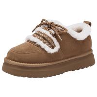 热风（Hotwind）厚底雪地靴女2025年冬季增高加绒毛毛鞋复古女鞋 02棕色 36