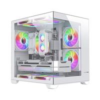 PowerTrain 动力火车 海景房机箱无立柱 琉璃MATX 梦境EATX 全景侧透 琉璃白色(支持MATX主板240水冷)