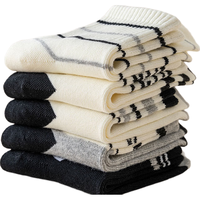 棉十三儿童袜子秋冬新疆棉抗菌防臭男孩大童宝宝青少年中筒袜5双tt XL (9-12岁32-36码)