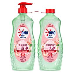 奥妙 大桶酵素餐具净洗洁精 白桃洋甘菊 1kg*2 4斤装 1泵1补