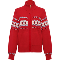 EP雅莹2025女装 羊毛牦牛绒混纺民族风拉链针织羊绒衫9120A 红色 L