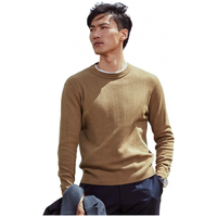 金利来春秋款毛衣男【含羊毛】圆领暗花纹简约百搭多色男士针织衫 37-浅咖啡 2XL