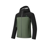 乔丹QIAODAN山神pro冲锋衣男外套运动风衣户外登山防风防雨水连帽夹克 黑色/玉髓绿 【单冲硬壳】 XL