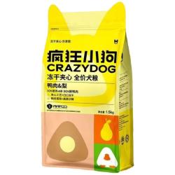 疯狂小狗 小耳朵冻干夹心狗粮比熊泰迪金毛中大小型犬幼犬成犬通用粮 鸭肉&梨夹心粮1.5kg