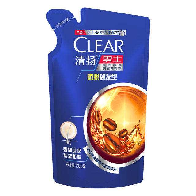 清扬 男士防脱去屑洗发水200g补充装 防脱特证 京东试用换购