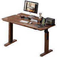 源氏木语实木书桌简约单电机电动升降桌橡木办公桌1.2米升降书桌|胡桃色 胡桃色1.2米升降书桌(单电机)