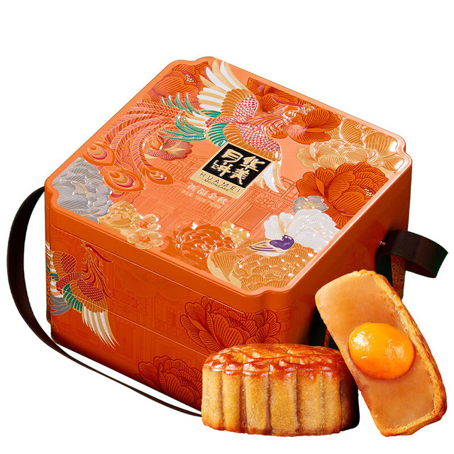 PLUS会员：华美 月饼礼盒蛋黄莲蓉中秋月饼礼盒祈福金秋980G