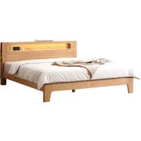 YESWOOD 源氏木语 Seattle/西雅图系列 Y90B36 实木夜光床 原木色 135*200cm 斜靠低铺版 框架款