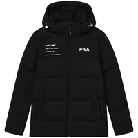 FILA 斐乐羽绒服2025年冬时尚休闲连帽上衣男女同款保暖外套 正黑色-B-BK 2XL