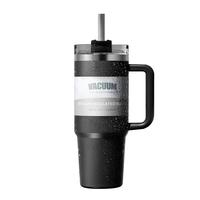 皇家洛克（ROYALLOCKE）冰霸杯304不锈钢水杯咖啡杯保温杯保冷吸管随行便携杯子大容量 黑色1200ML