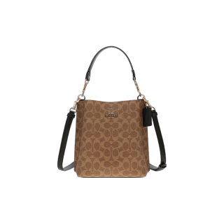 COACH 女包MOLLIE手提斜挎水桶包 棕色CBQ33