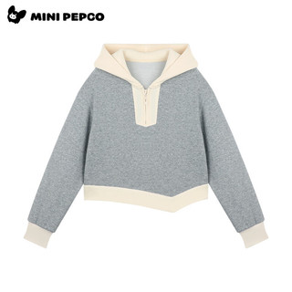 小猪班纳（PEPCO）男女童春秋季套装休闲显瘦减龄拼接拉链复古阔腿裤运动休闲套 女童套装(花灰色) 160 *身高150-160cm