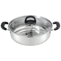 科固（KEGOO）不锈钢鸳鸯锅30CM 加厚火锅汤锅加厚电磁炉通用 KG621 圆角鸳鸯锅带盖 30cm