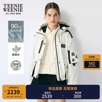 Teenie Weenie【轻甜派克】小熊女25冬款户外连帽两件套羽绒服外套 乳白色 L