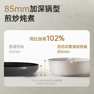 苏泊尔（SUPOR）加深煎锅不粘锅平底锅牛排煎蛋煎饼 电磁炉燃气通用 酷石二代系列 直径 28cm