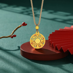 CHJ JEWELLERY 潮宏基 黄金项链 八宝罗盘足金套链 可转动福牌吊坠 计价 绳长约72cm 11.7克