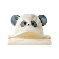 ELLE BABY婴儿浴巾宝宝斗篷毛巾抑菌透气不掉毛可机洗新生儿 萌萌熊猫 135*65cm