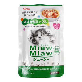 AIXIA爱喜雅 喵喵妙鲜封包湿粮猫罐头猫咪零食猫餐包 MJP24 海鲜混合12包*60g