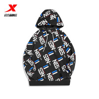 XTEP特步运动休闲卫衣男女同款秋季户外休闲百搭圆领套头衫运动服 黑蓝色-男0334 L