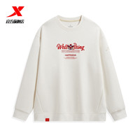 XTEP特步运动休闲卫衣男女同款秋季户外休闲百搭圆领套头衫运动服 棉花白-女0410 XL