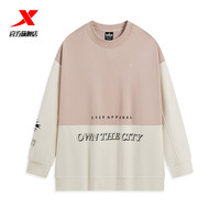 XTEP特步运动休闲卫衣男女同款秋季户外休闲百搭圆领套头衫运动服 棉花白-女0198 XS