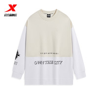 XTEP特步运动休闲卫衣男女同款秋季户外休闲百搭圆领套头衫运动服 珍珠白-女0198 L