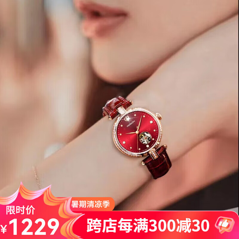 ROSDN阿.玛.妮系列手表女镶钻品牌机械轻奢女士手表瑞士