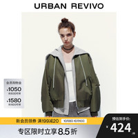 UR【HOT】2025秋季女装琥珀流光风飞行棒球领棉服UYL150113 军绿 (偏宽松) M