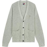 TOMMY JEANS25秋冬男装复古刺绣慵懒风宽松V领针织开衫外套 灰绿色M1L XL