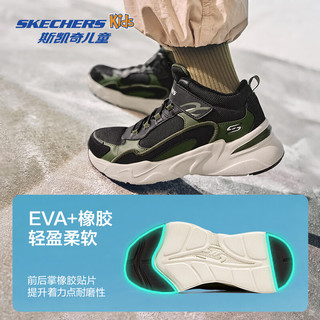 Skechers斯凯奇儿童秋冬休闲男女童二棉鞋轻质加绒保暖靴405222L/302583L 男童/黑色/宝蓝色/BKRY 36