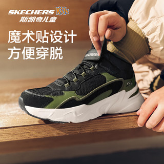 Skechers斯凯奇儿童秋冬休闲男女童二棉鞋轻质加绒保暖靴405222L/302583L 男童/黑色/宝蓝色/BKRY 36