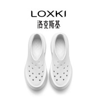 LOXKI洛克斯基【明星同款】洞洞鞋男夏季户外透气一脚蹬懒人沙滩凉拖鞋 白色 45 男