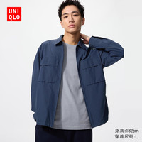 优衣库男装女装衬衫式拉链茄克/外套休闲格子夹克25新款484882 68 深蓝色 L /175/100A