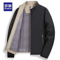 罗蒙男士立领加棉夹克2025秋冬中青年商务休闲百搭保暖外套男 黑色 2XL 185