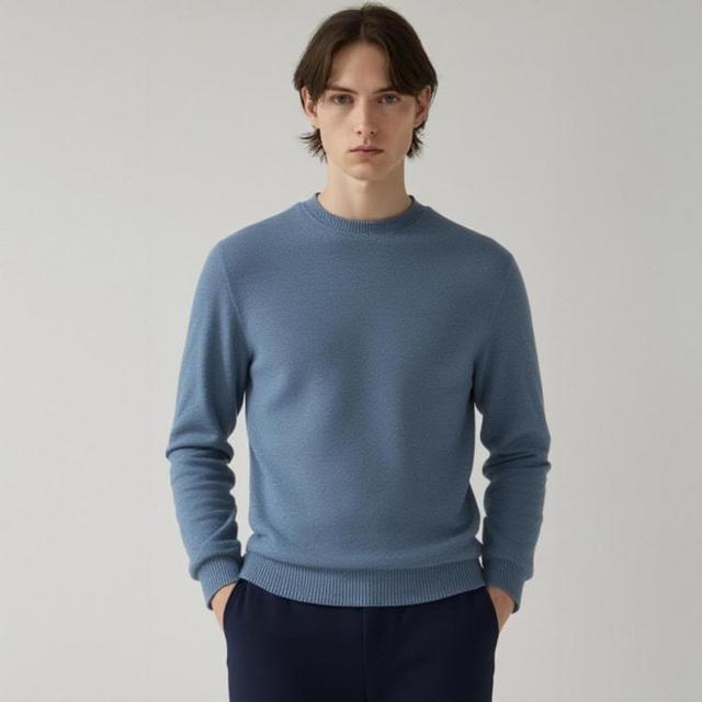 Massimo Dutti 男式居家感休闲时尚百搭长袖圆领套头针织衫