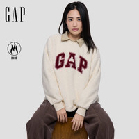 盖璞女装2025秋季Logo毛巾绣仿羊羔绒宽松卫衣休闲上衣792563 象牙白 S (160/84A)亚洲尺码