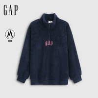GAP男女装2025秋季logo刺绣抱抱绒半拉链卫衣788670