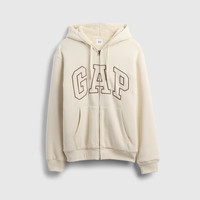 Gap 情侣款logo刺绣羊羔绒宽松连帽卫衣外套