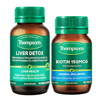 汤普森（Thompson's）奶蓟草护肝片60粒/瓶+生物素H100片/瓶 【焕发毛囊】护肝片+生物素H套组
